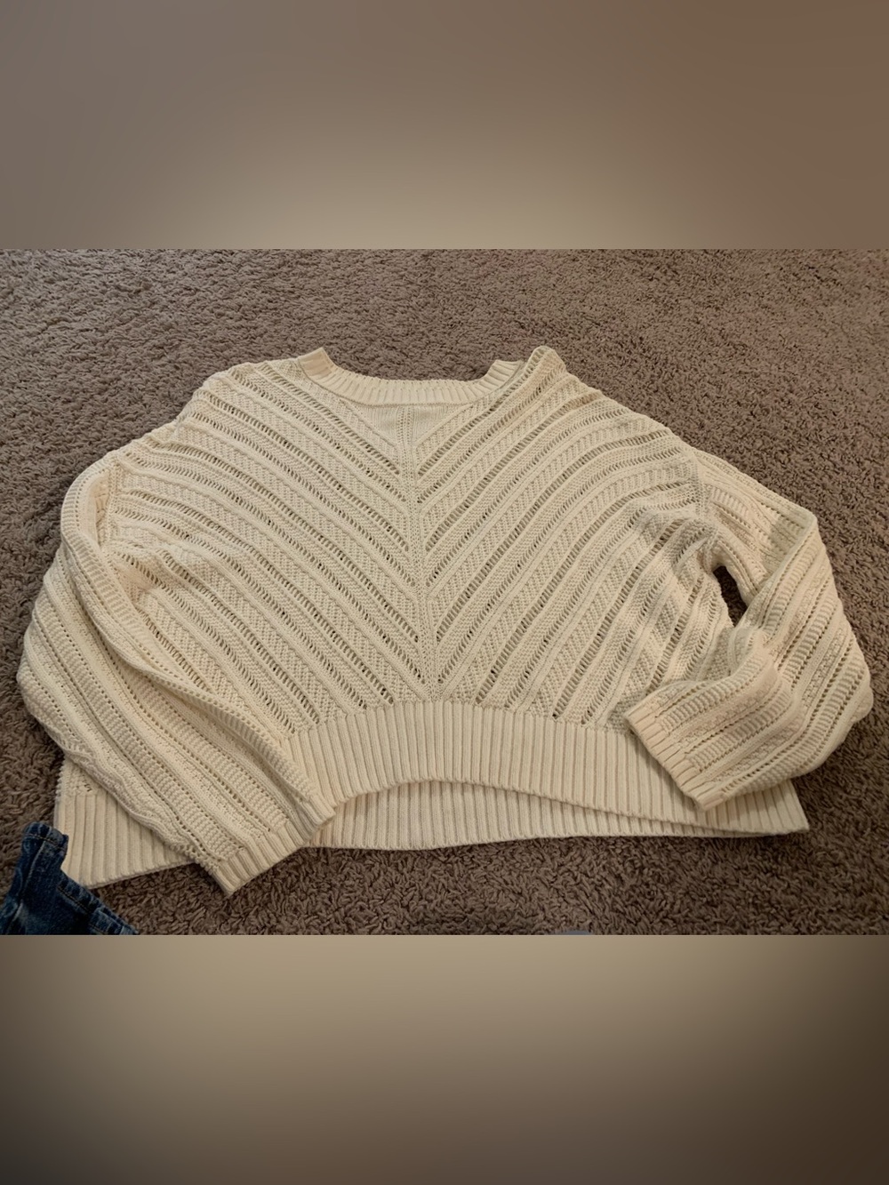 Old Navy Cream Open-Weave Crewneck Sweater